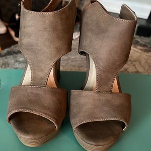 Maurices Wedge Sandals Taupe
